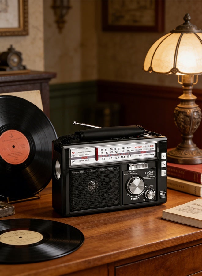 EVCHE Bluetooth Portable Radio with Flashlight Multi-Band FM/AM/SW, USB/TF Card MP3 Player, AUX Input, Rechargeable Battery, Black - Image 5